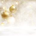 White golden Christmas background with baubles Royalty Free Stock Photo