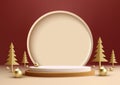 White and Golden Christmas Podium Product Display Mockup Showroom Showcase Royalty Free Stock Photo