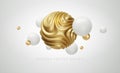 White and Golden metal organic shape 3d sphere background. Trend design for web pages, posters, flyers, booklets