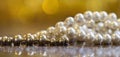 White and golden pearls, necklace jewelry banner Royalty Free Stock Photo