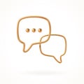 White and golden speech bubble. Dialogue concept design. Vector.