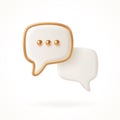 White and golden speech bubble. Dialogue concept design. Vector.