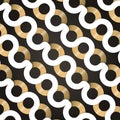 White and golden wavy geometric pattern. Curvy abstract background. Royalty Free Stock Photo