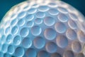 White golf ball with dimples reflecting light on textured surface, creating abstract pattern Royalty Free Stock Photo