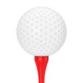 A White Golf Ball on Red Tee. 3d Rendering Royalty Free Stock Photo