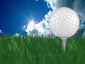 White golf ball on tee in grass Royalty Free Stock Photo