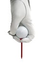 White golve, golf ball and red tee Royalty Free Stock Photo