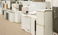 White goods piled up in recycling center.