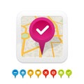 White gps navigator icon with labels Royalty Free Stock Photo