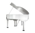White grand piano, isolated with clipping paths (photograph). Royalty Free Stock Photo