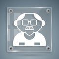 White Grandfather icon isolated on grey background. Square glass panels. Vector