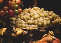 White grapes on glass cake stands