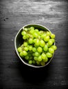 White grapes in the old pot.