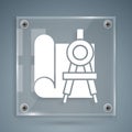 White Graphing paper for engineering and drawing compass icon isolated on grey background. Square glass panels. Vector