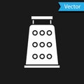 White Grater icon isolated on black background. Kitchen symbol. Cooking utensil. Cutlery sign. Vector Illustration Royalty Free Stock Photo