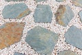 White gravel and cyan slate road, garden decoration pattern