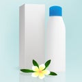 White gray beauty/cosmetic product bottle with blue cap and box
