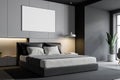 White and gray bedroom corner with poster Royalty Free Stock Photo