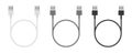 White, gray and black USB cables. USB plugs with wire loops Royalty Free Stock Photo