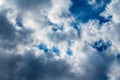 White and gray clouds against blue sky. Coulds start to form a storm in sunny day.