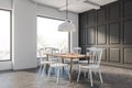 White and gray loft dining room corner