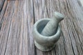 White and gray marble mortar and pestle Royalty Free Stock Photo