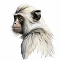 Monkey Head Rendered In David Nordahl Style On White Background