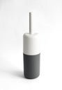 White and gray plastic toilet brush on white background Royalty Free Stock Photo