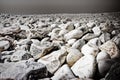 White and gray stones softly rounded - toned image