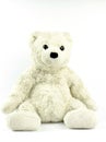 White and gray teddy bear on a white background. Kids toy