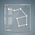 White Great Bear constellation icon isolated on grey background. Square glass panels. Vector