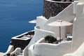 White greek balcony resort house and Aegean sea, Oia, Santorini Royalty Free Stock Photo