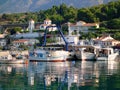 White Greek Fishing Boats Royalty Free Stock Photo