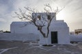 A white Greek house in the center of Oia, Santorini, The Cyclades, Greece Royalty Free Stock Photo