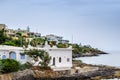 White Greek house on the coast Royalty Free Stock Photo