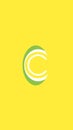 white and green combination letter c shape logo on yellow background, business logo vector