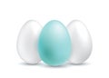 White Green Easter eggs on white background. Easter banner