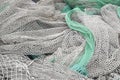 Fishing net is drying in the port. Royalty Free Stock Photo