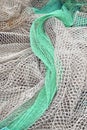 Fishing net is drying in the port. Royalty Free Stock Photo