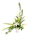 White and green flower bouquet arrangement in vase Royalty Free Stock Photo