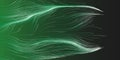 White and Green Moving, Flowing, Stream of Particles in Curving, Wavy Lines