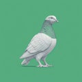 Minimalist Pigeon Illustration On Green Background