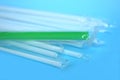 White and green plastic drinking straw Royalty Free Stock Photo