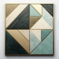 Luminous 3d Tile Design With Green, Blue, And Gold Pattern On Marble Wall Royalty Free Stock Photo