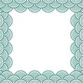 White Green Traditional Wave Japanese Chinese Seigaiha Border. Vector Illustration