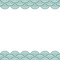 White Green Traditional Wave Japanese Chinese Seigaiha Border. Vector Illustration
