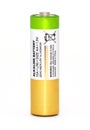 AA alkaline battery on a white background