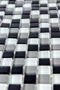 White, Grey and black ceramic mosaic wall tiles texture for bathroom, abstract background for copy space, side view Royalty Free Stock Photo