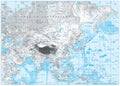 White and grey color physical map of Asia Royalty Free Stock Photo