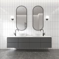 White and grey contemporary modern bathroom Royalty Free Stock Photo